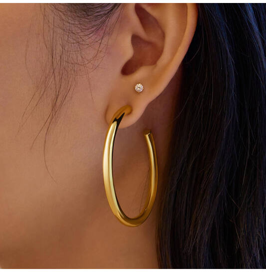  Tide Echo - Oorhangers - Zilver / 14kt GP - 4cm